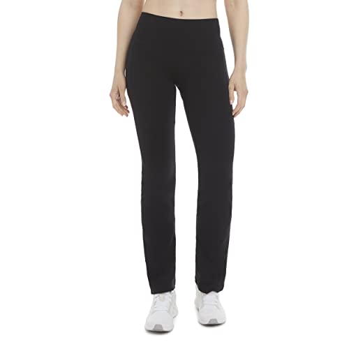 Women's Cotton Stretch Yoga Pants with Pockets - Energy Zone XL Deep Black