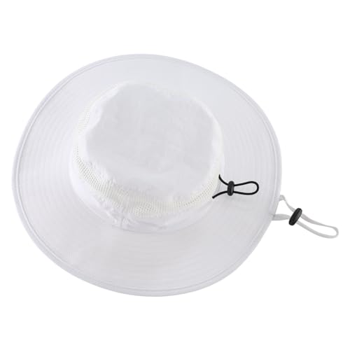 Kids UPF50+ Wide Brim Sun Hat for Boys & Girls, Mesh Water Bucket Hat, White, 4-8 Years