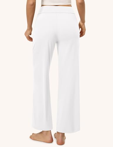 VALANDY Creamlush Drawstring Wide Leg Lounge Pants - Medium White