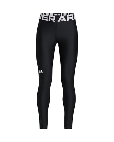 Under Armour Girls' HeatGear Leggings Black/White Medium Athletic Pants