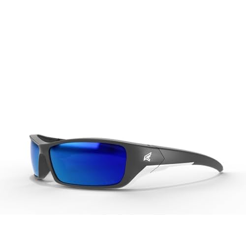 EDGE Reclus ANSI-Rated Safety Glasses - Black Frame/Polarized Aqua Precision Blue Mirror Lenses