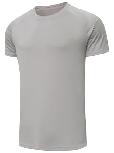 Men's Moisture-Wicking Quick-Dry Sports T-Shirt - Light Grey, Small