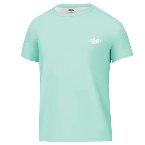 Palmyth Boys UPF 50+ Performance Fishing Shirt Medium Seafoam Smallmouth Bass