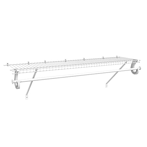 ClosetMaid 5631 SuperSlide Ventilated Shelf Kit with Closet Rod, 4-Foot x 12-Inch, White
