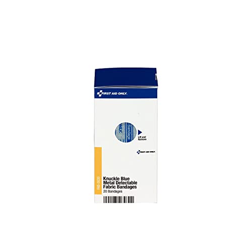 Blue Metal-Detectable Knuckle Bandages - H-Shaped Latex-Free, 20 Count