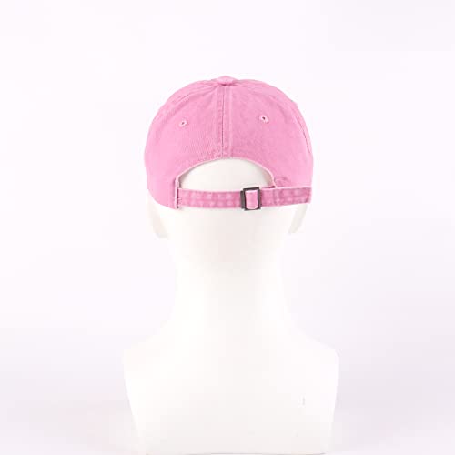 LANGZHEN 100% Cotton Unisex Denim Washed Baseball Cap with Adjustable Metal Buckle – Large/Washed-Pink