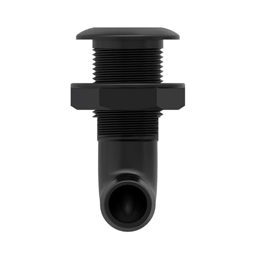 Angled Thru Hull Fitting with Check Valve - 3/4 Inch Black
