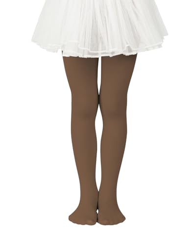Toddler Ballet Tights for Girls - Opaque Footed Dance, 1-3T Coffee
