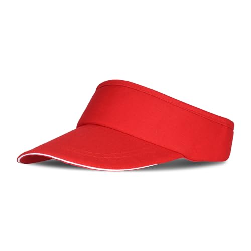 Adjustable Sport Sun Visor Hat for Women & Men - Red