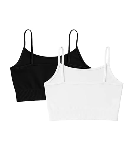 Kurve Kids Girls Seamless Training Sports Bra 9-14 Years Black/White 2-Pack Made in USA