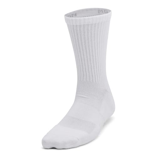 Under Armour Unisex-Child X-Small Cotton Crew Socks 3 Pack – White/Black