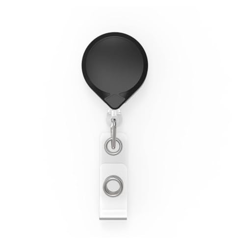 Retractable Badge Holder with 36" Nylon Cord & Steel Belt Clip - Black