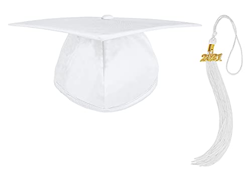 White Kindergarten Graduation Cap with 2026 Tassel - Adjustable