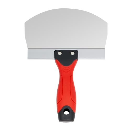 6.5" Bucket Scoop for Drywall & Plaster - Professional Stainless Steel Scraping Tool with Contoured Blade & Soft-Grip Handle, Multipurpose Scoop for Paint, Mortar, Spackling, and Plaster Tools