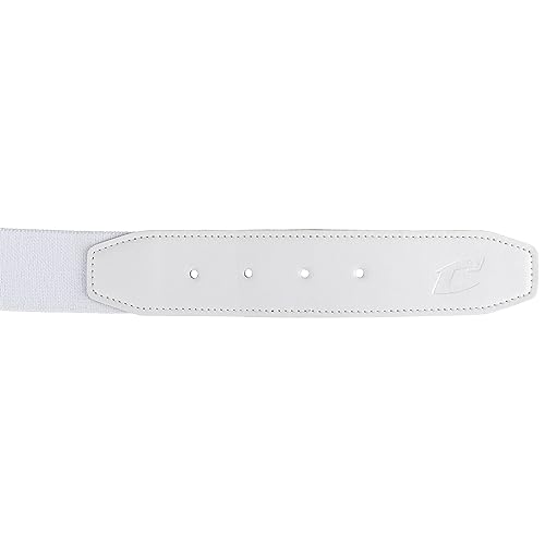 Youth Elastic Baseball Belt with Leather Tab - White