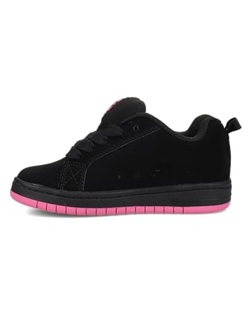 DC Unisex-Child Court Graffik Low Top Skate Shoe Sneaker, Black/Pink, 1 M M US Big Kid