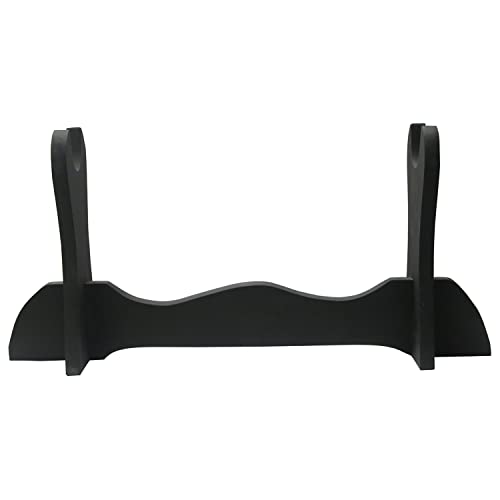 Black Wood Horizontal Sword Stand - Single Tabletop Display