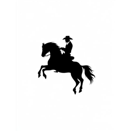 Reusable Stencil for Painting, Horse with Cowboy Silhouette, 8.5x11 Inches, Durable Plastic