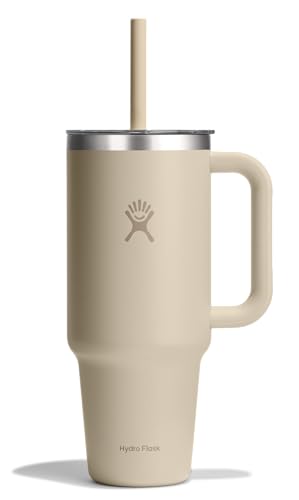 Hydro Flask 40 oz Travel Tumbler with Handle, Clear Lid & Straw - Oat