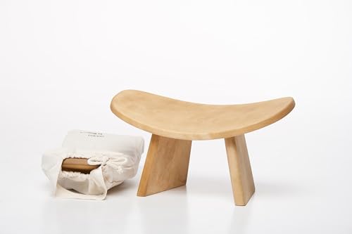 Meditation Bench - Natural Wooden Kneeling Yoga Stool, 7"