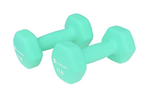 GYMENIST Pair of Dumbbells Set of 2 Soft Non Slip Grip Dumbbells Pair Covered with Neoprene (5 LB)