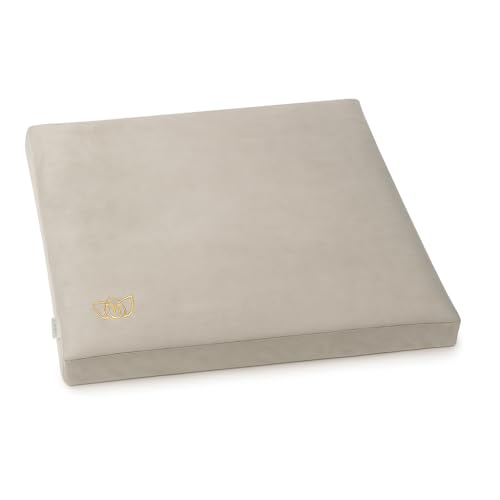 Meditation Cushion - Velvet Floor Pillow with Buckwheat Fill - Grey