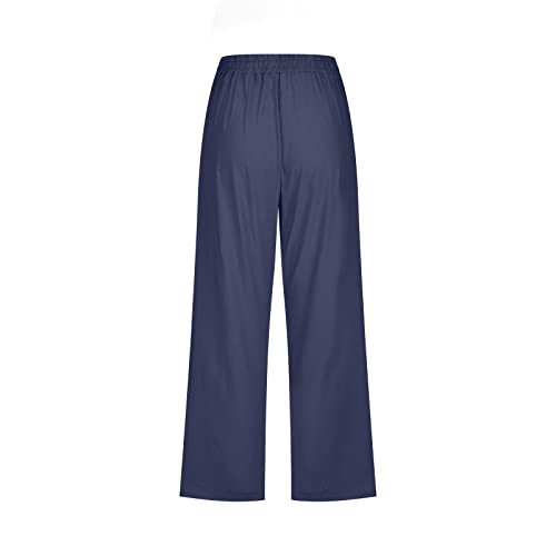 Plus Size Navy Linen Capri Pants for Women - XX-Large