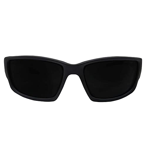Edge TSK216 Kazbek Polarized Wrap-Around Safety Glasses, Anti-Scratch, Non-Slip, UV 400, Military Grade, ANSI/ISEA & MCEPS Compliant, 5.04" Wide, Black Frame / Smoke Lens