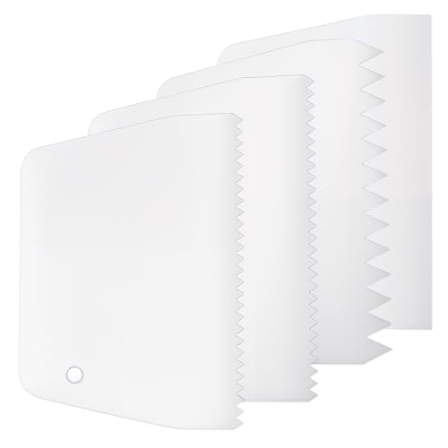 4 Pcs Adhesive Spreader, Notched Glue Applicator Kits Plastic Trowel Adhesive Barrier Spreader 0.5"/1" Tooth Reusable Hardwood Flooring Spreaders for Applying Glue Epoxy PET Putty(White)