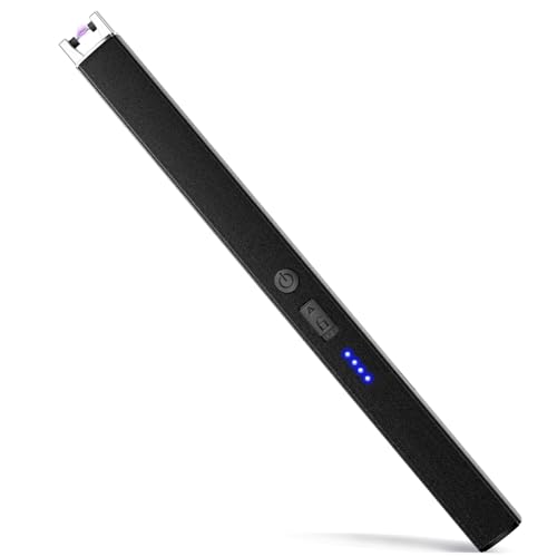 Electric Candle Lighter - Windproof with Lock & LED Display - Black