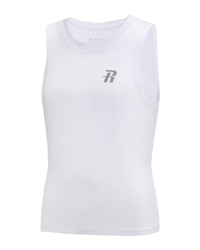 Boys Compression Tank Top Youth Athletic Quick Dry Base Layer - White Medium