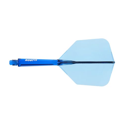 Dart Shafts and Flights Set - Big Wing Shape, Blue with White Logo - M-28mm