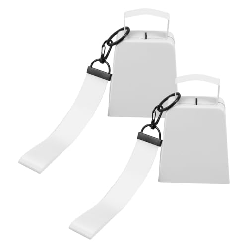 Cheering Cow Bells - 2pcs Metal Noise Makers with Wrist Strap - Blue & White