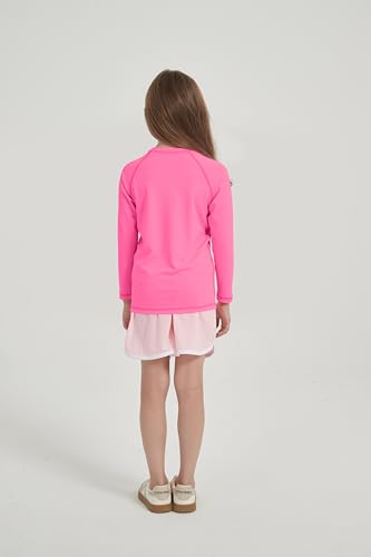 Kids Neon Rash Guard Swim Shirt UPF 50+ Long Sleeve - 12-14 Years Pink