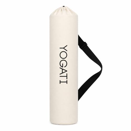 Durable Cotton Yoga Mat Bag with Adjustable Strap - Beige