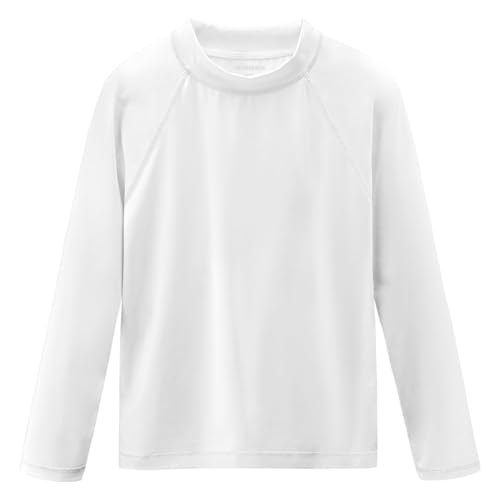 Smarash Boys Rash Guard Long Sleeve UPF 50+ Swim Shirt 5T White