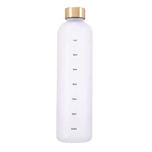 Eforcase 32 oz Water Bottle with Time Marker – Tritan, White (1 L)