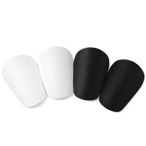Mini Soccer Shin Guards - 4 Pack, Black & White, 8x5cm