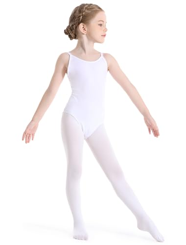 Super Soft Ballet Tights for Girls - White, 4-6 Years