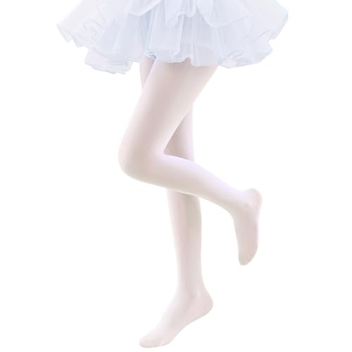 Girls' Ultra-Soft Footed Dance Tights - White, 1-3T