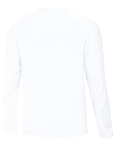 Runhit UPF 50+ Boys Rash Guard Long Sleeve Swim Shirt - X-Large, White