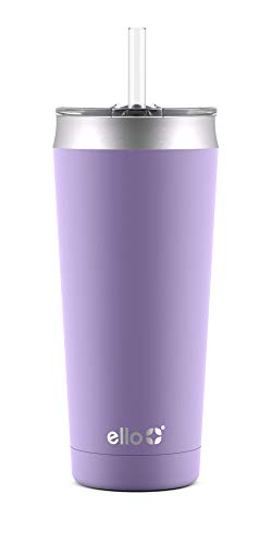 Ello Beacon 24 oz Lilac Vacuum-Insulated Stainless Steel Tumbler with Slider Lid & Optional Straw