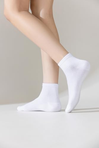 Thin Cotton Ankle Socks for Women - 5 Pairs, White
