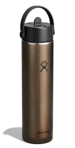 Hydro Flask 24 Oz Obsidian Insulated Stainless Steel Water Bottle with Wide Straw Lid
