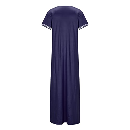 Embroidery V Neck Short Sleeve Women's Swim Cover Up Dress
