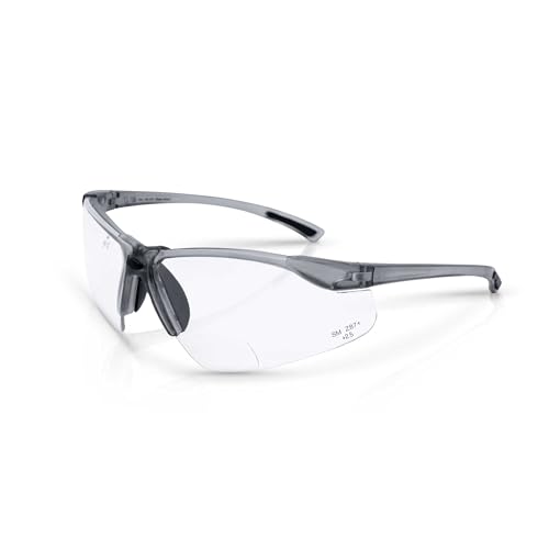 Safety Glasses with Readers - Wraparound Bifocal 2.5x Magnification
