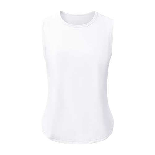 Sleeveless Workout Tank Top for Women - Large, White