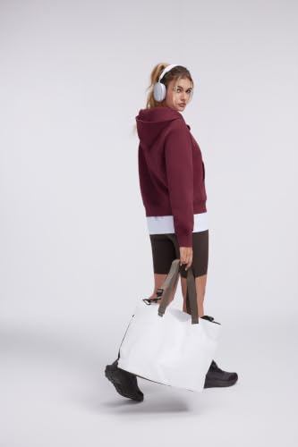 SUUKSESS Women's Gold Half Zip Cotton Hoodie - Casual Pullover Sweatshirt, Medium/Wine Red