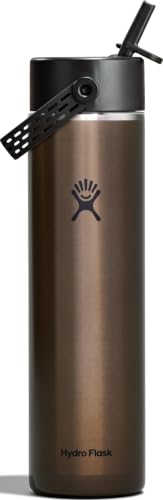 Hydro Flask 24 Oz Obsidian Insulated Stainless Steel Water Bottle with Wide Straw Lid