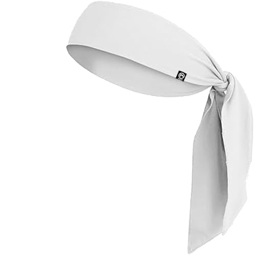 Moisture Wicking Tie Headband - Sports Bandana for Running - White
